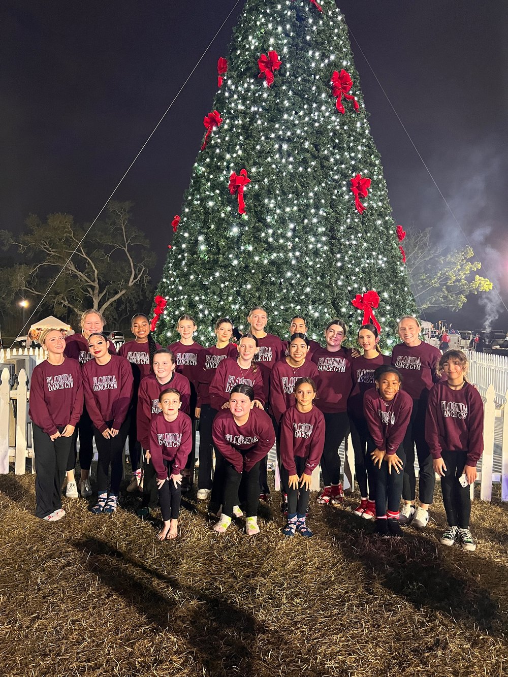 Florida Dance Gym team at a holiday tree lighting event